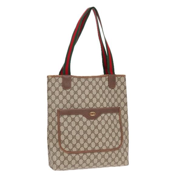 GUCCI GG Canvas Web Sherry Line Tote Bag Pvc Beige 002 39 002 39 - Picture 1 of 16